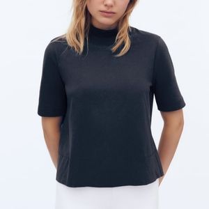 Zara- Black mock neck Tshirt